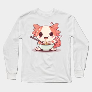 Cute axolotl eating ramen Long Sleeve T-Shirt